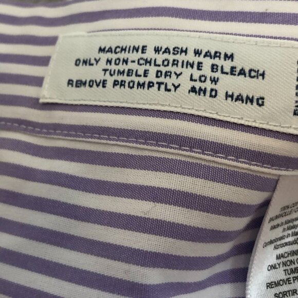 Brooks Brothers Mens Dress Shirt Size XXL 18.5 Neck Non Iron Striped Purple - Picture 7 of 16